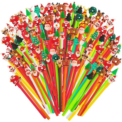 120 Pcs Christmas Gel Ink Pen Bulk, 24 Style Novelty Series Rollerball Pens Black Gel Ink Xmas Tree Snowman Reindeer Santa Claus Shape Pen for School Kids Student Christmas Party Supplies