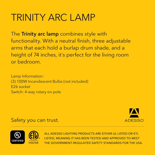 Adesso Arc Floor Lamp with 3 Movable Shades & Dimmable Brightness - Perfect Lighting for Bedroom, Living Room and Corner Decor, Antique Bronze