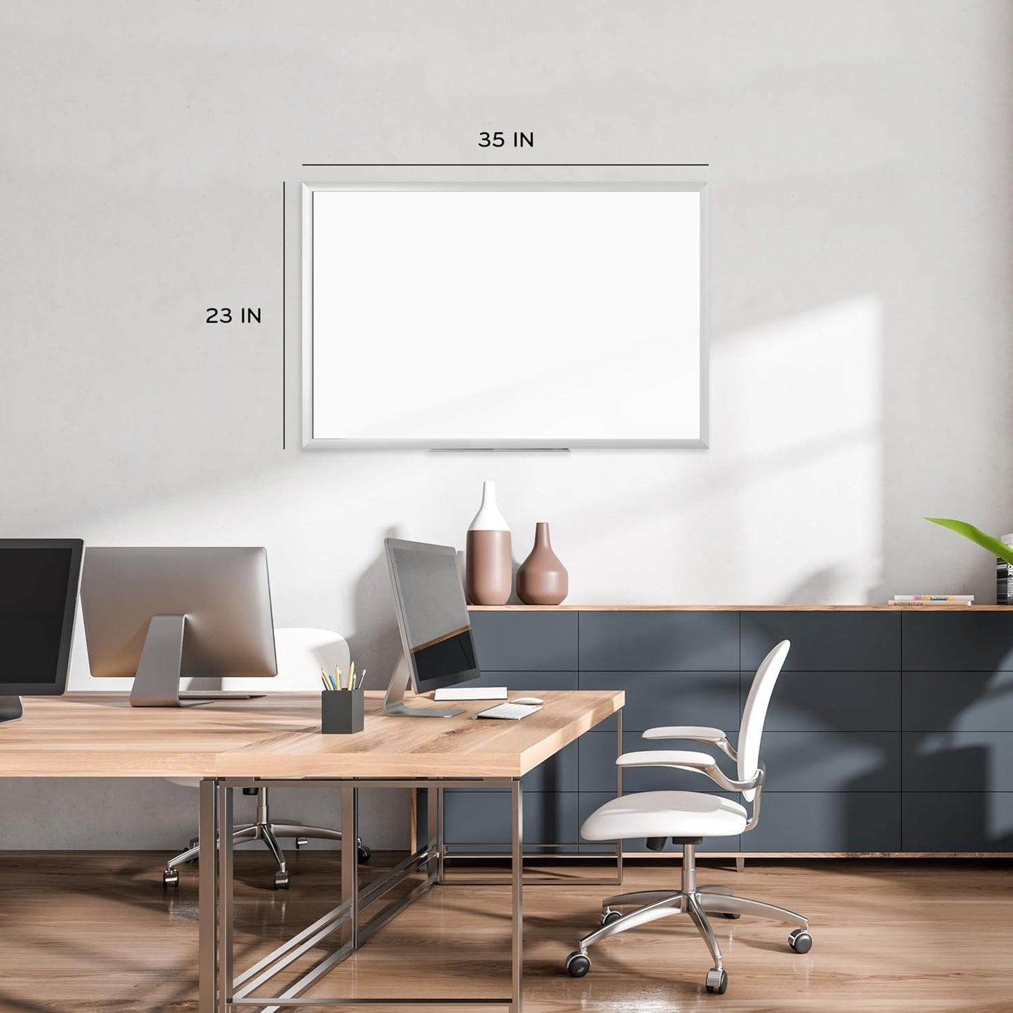 U Brands Magnetic Dry Erase Board - 36" x 24" Whiteboard with Silver Aluminum Frame & Marker Included