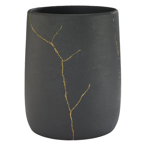 Nicole Miller - Wastebasket, Decorative Trash Can, Resin Bathroom Accessories (Sydney Collection, Black/Gold)