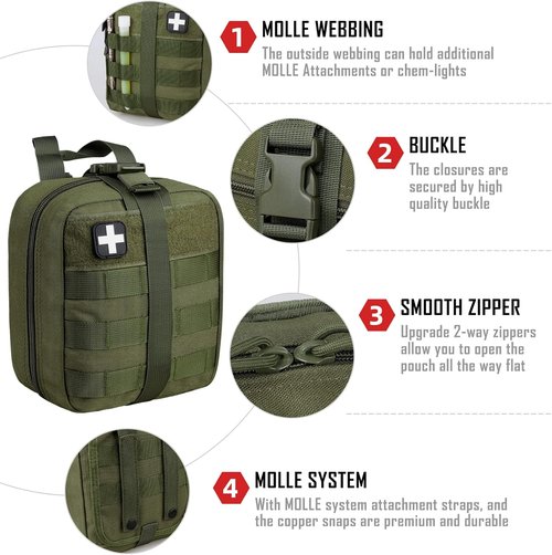 LIVANS 1000D Tactical First Aid Bag - Empty EMT Pouch with Rip-Away Design for Emergency Medical Use