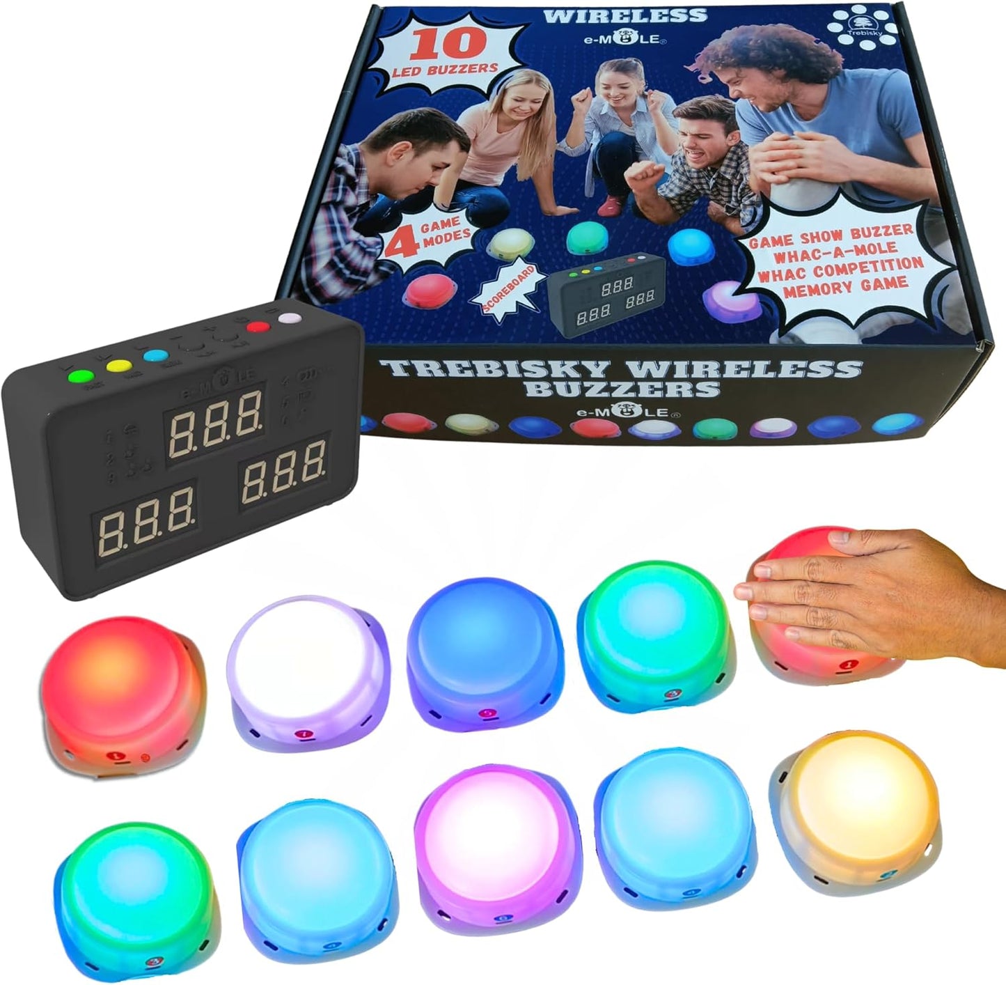 Trebisky Wireless Buzzer System - Game Show Kit for 10 Players | Interactive Fun & Easy Setup