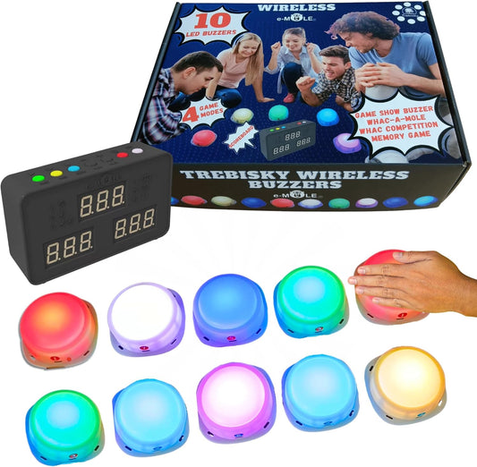 Trebisky Wireless Buzzer System - Game Show Kit for 10 Players | Interactive Fun & Easy Setup