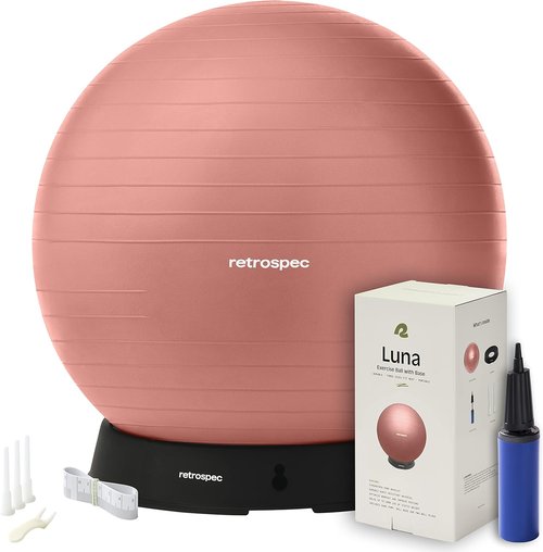 Retrospec Luna Exercise Ball - Anti-Burst Fitness Equipment for Yoga & Core Training | Home Gym & Office Use