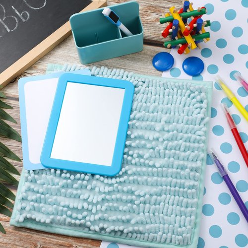 Chunful Locker Accessories Kit Magnetic Wallpaper Square Rug Magnetic Mirror Whiteboard with Dry Erase Marker Preppy Locker Organizer Supplies for Girls Back to School Essentials(Blue)