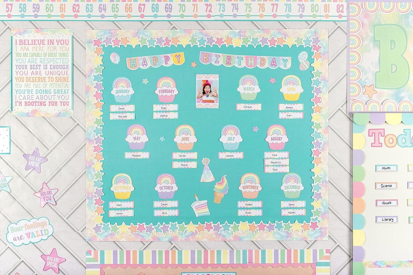 Teacher Created Resources Mini Bulletin Board - Pastel Pop Happy Birthday Theme | Perfect for Classrooms