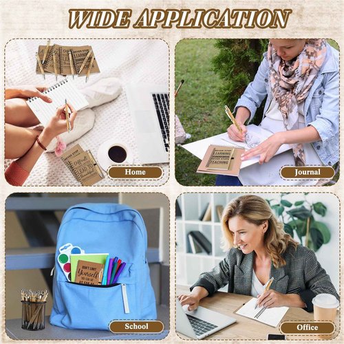 Geyoga 72 Pcs Motivational Customer Service Gifts Set Inspirational Spiral Kraft Notebooks Retractable Bamboo Pens Christmas Appreciation Thank You Gift for Pastor's Wife Employee Teacher Coworker