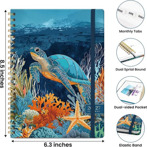 Deep Bearings Academic Planner 2026-2027 | Monthly & Weekly Agenda Book with Tabs, A5 (6.3" x 8.5")
