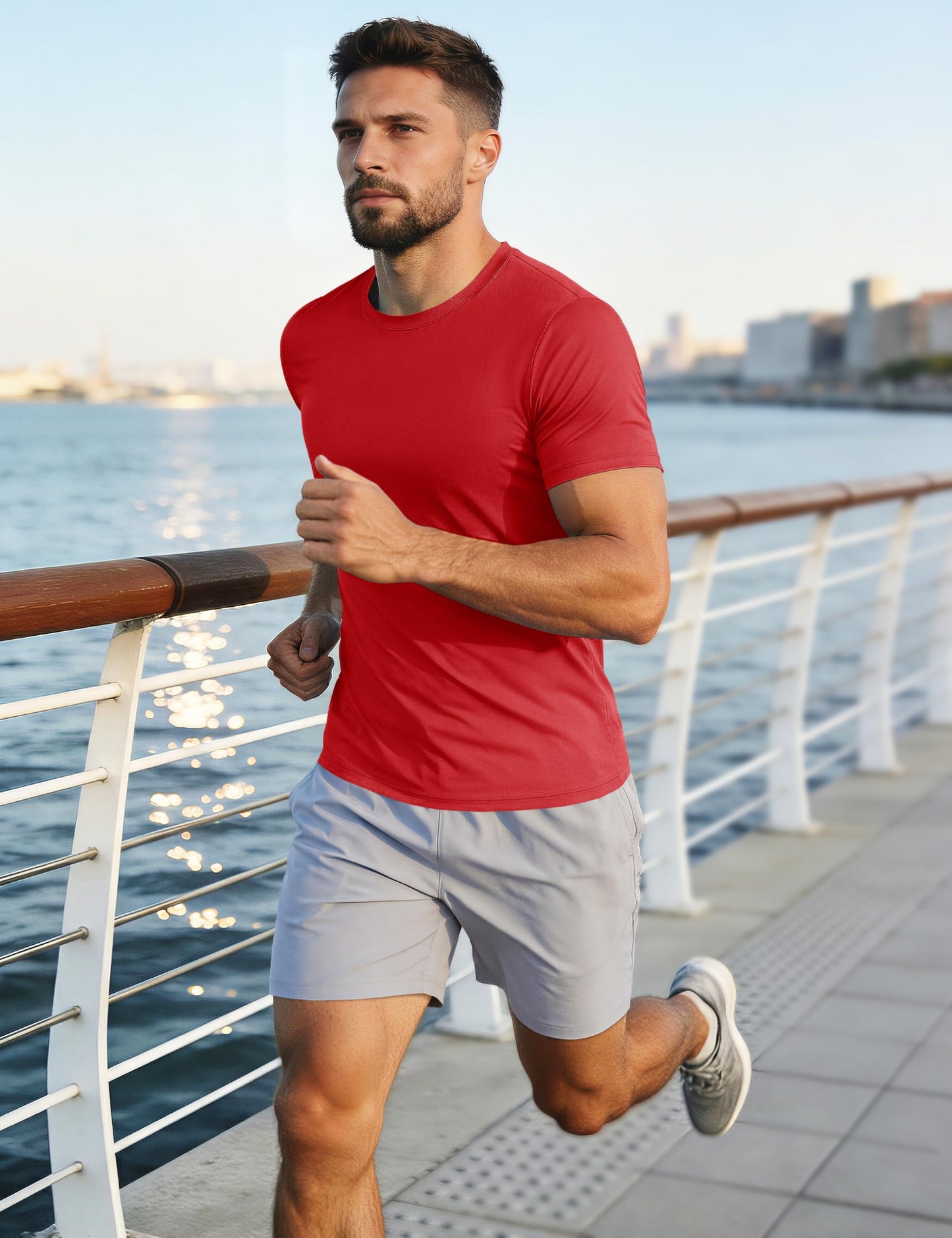 Athletic T-Shirts for Men Summer Shirts Quick Dry Top Tee Rash Guards Running Shirt Dry Fit Lightweight Sun Shirts Gym Active T-Shirt