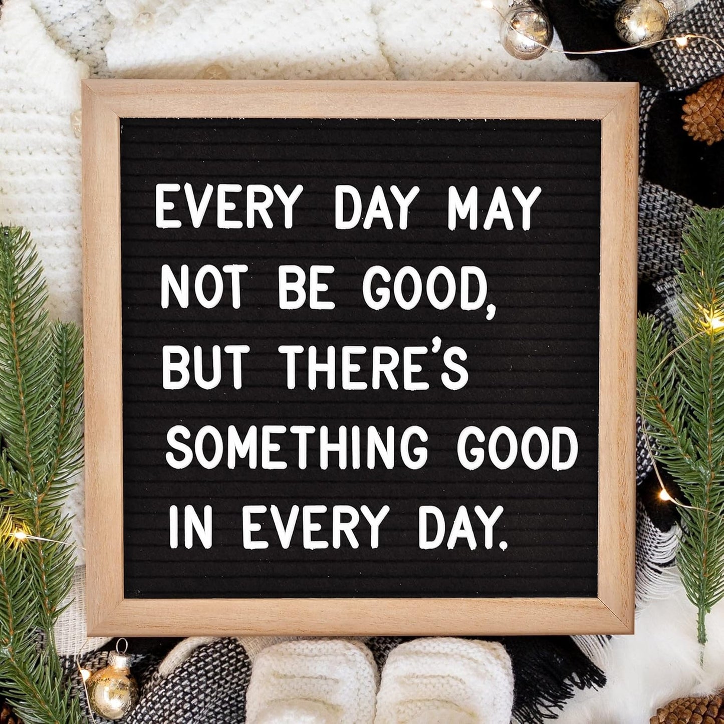 Skiennix Felt Letter Board - 10x10 Inch Changeable Message Board with 294 Letters & Wooden Frame