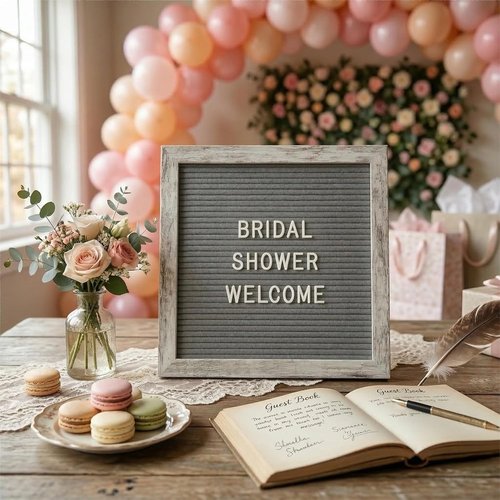 C CRYSTAL Lemon Felt Letter Board - 10x10 Inch Rustic Gray Design with 336 Changeable Letters & Symbols
