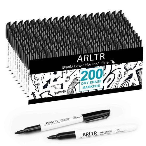 ARLTR Dry Erase Markers Bulk, 200 Pack Black Whiteboard Markers with Fine Tip, Low Odor Dry Erase Markers for School Office Home …