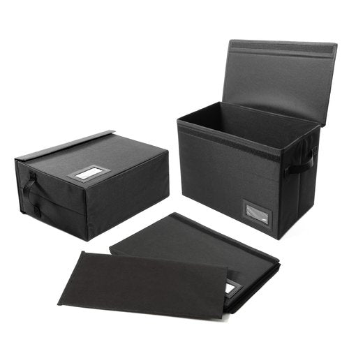 PP Premium Products Comic Book Storage, 3 Pack, Comic Book Boards - Comic Storage Boxes for 150-180 Comic Books with Lid and Label Slot 15.5" X 7.5" X 11"- Bonus Dividers – Black
