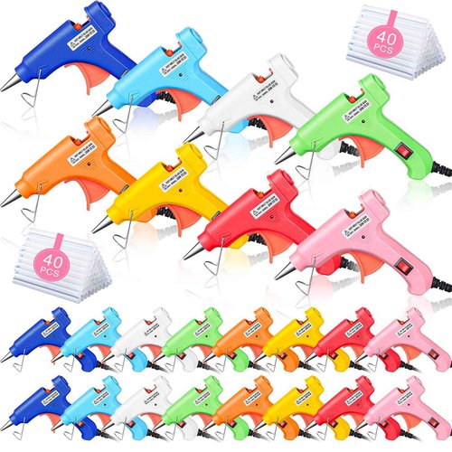 Zhengmy 24 Pcs Mini Hot Glue Gun with 40 Sticks Crafts Hot Glue Guns High Temp Repairs Kit for School DIY Arts Class Projects Office Home Quick Repairs