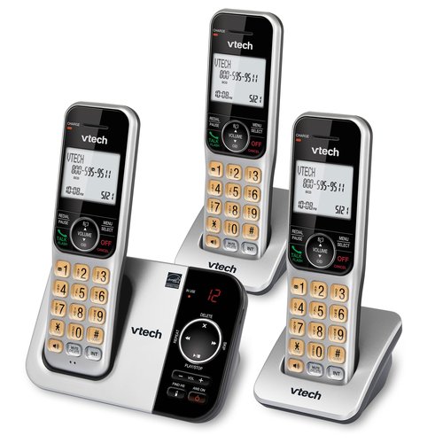 VTech 3 Handset DECT 6.0 Expandable Cordless Phone with Answering System, CS5329-3 (Silver/Black)
