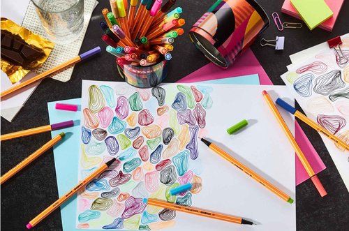 STABILO Fineliner point 88 - ARTY - Tin of 45 - Assorted Colors
