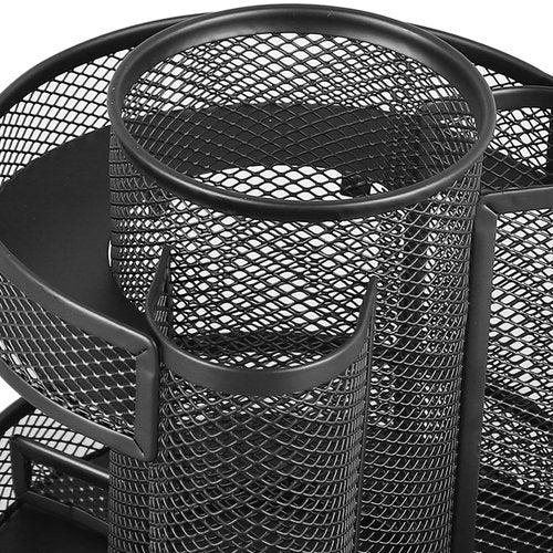 Tyenaza Rotating Pen Holder, Mesh 7 Compartments Strong Metal Rotating Desk Organizer for Family Office Dormitory