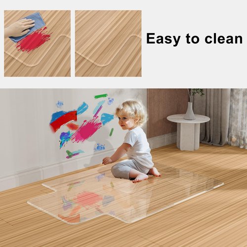 MESAILUP Beveled Edge Irregular Office Chair Mat with Lip for Carpet or Hardwood Floor Crystal Clear 36" x 48" Smooth Glide and Easy Roll On/Off, Heavy Duty and Non-Slip Pad Floor Chair Mat with Lip