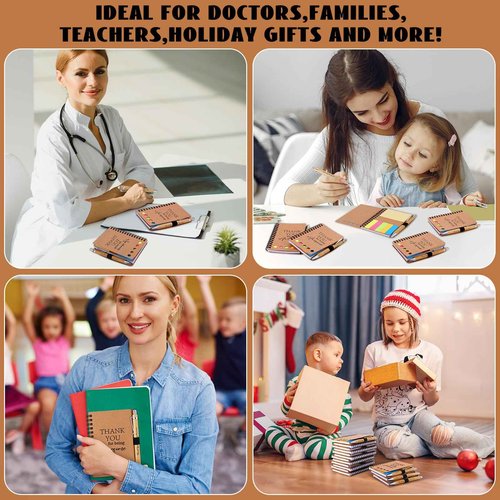 20 Sets Employee Appreciation Gifts Encouragement Inspirational Spiral Notebooks with Sticky Notes Notepads Thank You Bamboo Ballpoint Pens for Nurse Coworker Teacher (THANK YOU)