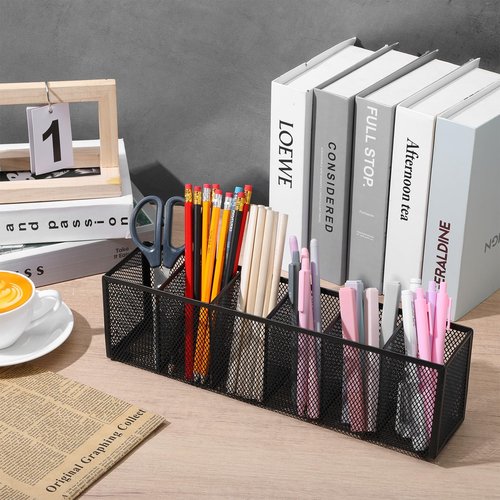 mekueeex 2 Pcs Mesh Desk Organizer Metal Mesh Pen Holder Desktop Stationery Pencil Caddy Organizer Basket