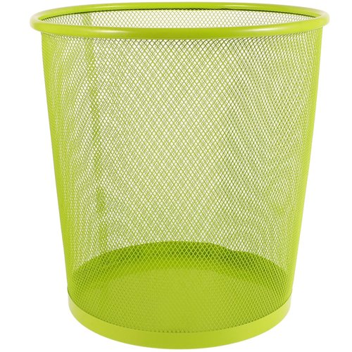 Ciieeo Green Mesh Trash Cans Mesh Office Trash Can Open Top Metal Wire Wastebaskets Waste Basket for Near Desk Garbage Can Recycling Garbage Container Bin 26.5x28cm