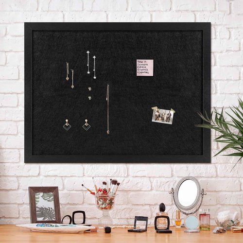 TORASO Cork Board Bulletin Board, Approx. 20" X 30" Cork Boards for Walls with Pins, Eye Bolts, gaskets, Screws, Pin Board for Office, School and Home (BK,50x75cm,2p