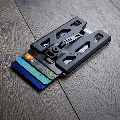 GOVO T4 Badge Holder Wallet - Durable Polycarbonate ID & Credit Card Holder with Metal Clip | Black, 4 Card Slots