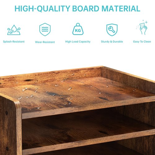 NiOffice Wood Desk File Organizer with Side File Rack, Space-Efficient Design Easy to Assemble for Efficient Office Setup, Reduces Desk Clutter (Brown)