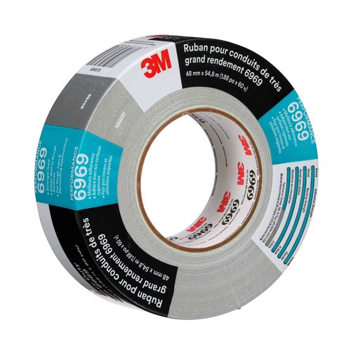 3M Extra Heavy Duty Duct Tape 6969, Silver, 48 mm x 54.8 m, 10.7 mil, 1 Roll
