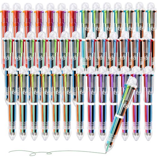 Mluchee 100 Pack Multicolor Pens 6-in-1, Party Backs to School Pens, Bulk Fun Pen for Adults Student Gifts, Retractables Rain-bow Cool Color Ballpoint Pens Thanksgiving Christmas Gifts