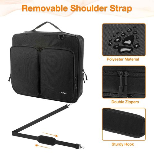 MOSISO Zippered Binder Bag with Handle, 3 inch D-Ring Binder Organizer, 700 Sheets Capacity Multiple Pockets Bag for Office with Cup Holder & Shoulder Strap for 13 inch Laptop/Tablet, Black