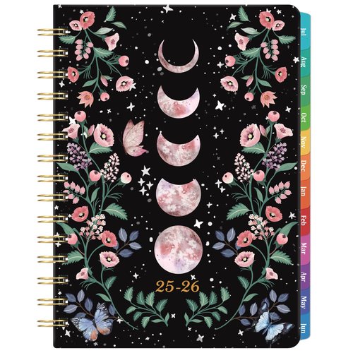 Planner 2025-2026 - 2025-2026 Planner Weekly and Monthly with Tabs, Jul. 2025 - Jun. 2026, 6.3" x 8.4", Academic Planners 2025-2026 with Back Pocket + Thick Paper + Twin-Wire Binding - Moon