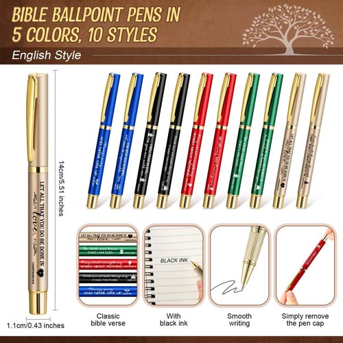 Sinload 60 Pcs/ 30 Set Christian Christmas Gifts Bulk Spiral Notebooks with Bible Pen Prayer Journal Bible Verse A6 Tree of Life Scripture Notepad for Religious Church Holiday (60, English Classic)