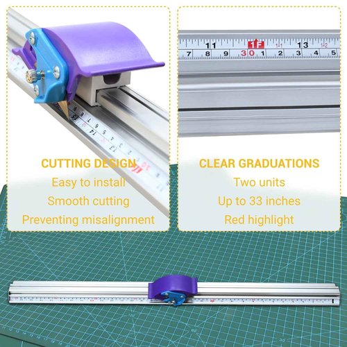 Teinfice 27 1/2" Manual Paper Cutter with Dual Measurement Ruler, Sliding Trimmer for Foam Board, Photos, PVC Film & PET Sheets, 30 Spare Blades Included