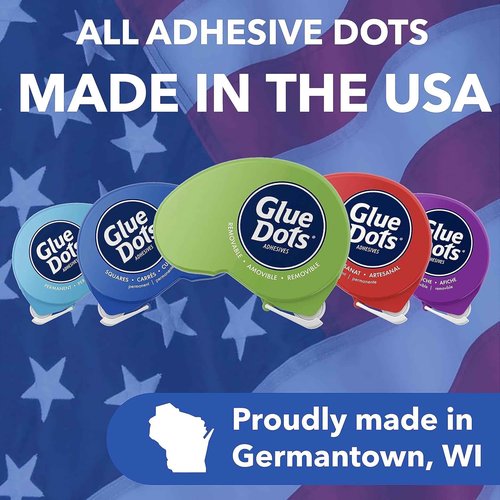 Glue Dots, Dispenser for everyday uses, 6-pack, 750 total dots, 3/8", .375 Inches, Movable, Repositionable, Multi-Functional, Label Containers, Glue Stick and Tape Alternative, Clear