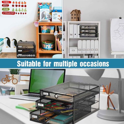 Zhanmai 1 Pack Desk Organizer with Drawer Total 3 Tiers, Wire Mesh Organizers Tray Multifunctional Paper Sorter File Stand for Home Office Supplies Storage Letter A4 Paper Office Accessories (Black)
