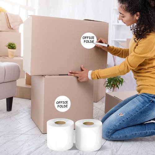PARLAIM 3”Color Coding Labels Stickers,4Rolls/2000per Dispenser Box Round Adhesive Circle Dot Stickers for Inventory Office Home (White)