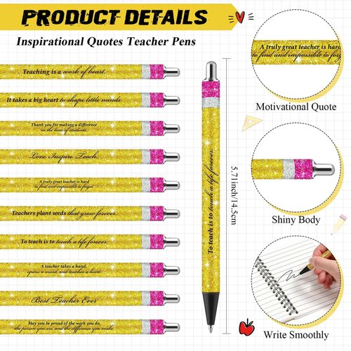 Resurhang Christmas Teacher Appreciation Gifts Bulk from Students, Pencil Spiral Notebooks with Glitter Pens, Thank You Cute Classroom Supplies Party Favor Thanksgiving Gift, 10 Styles(20 Sets)
