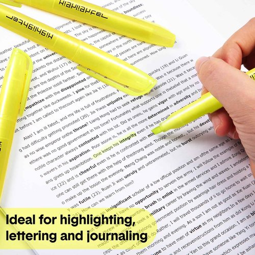 Thenshop 200 Pcs Yellow Highlighters Bulk Pocket Style Gel No Bleed Thin Highlighters Markers for Adults Highlighting in the Home Office