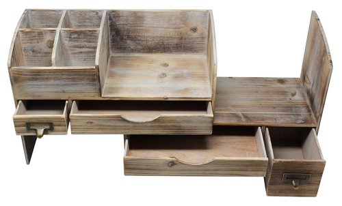Executive Office Solutions Large Adjustable Wooden Office Desk Organizer For Desktop, Tabletop, or Counter – Wood Storage Shelf Rack – For Office Supplies, Desk Accessories, or Mail - Barnwood (WO13)