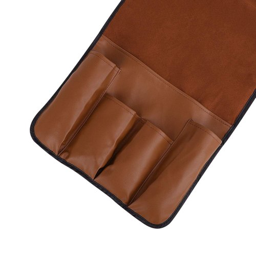 Luxury Leather Sofa Armrest Organizer, Non-slip Couch Sofa Chair Caddy with 5 Pockets for Phone, Book, Magazines, Tablet, Remote Control Holder Recliner Couch Tidy Hanging Storage Bag Arm Chair Tray