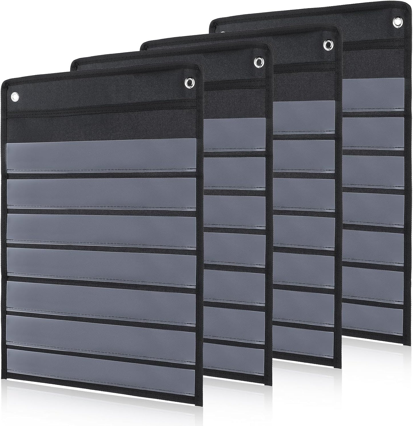 Skiennix Magnetic Pocket Chart - 4 Pcs with 40 Dry Erase Cards for Classroom & Home Use - Black
