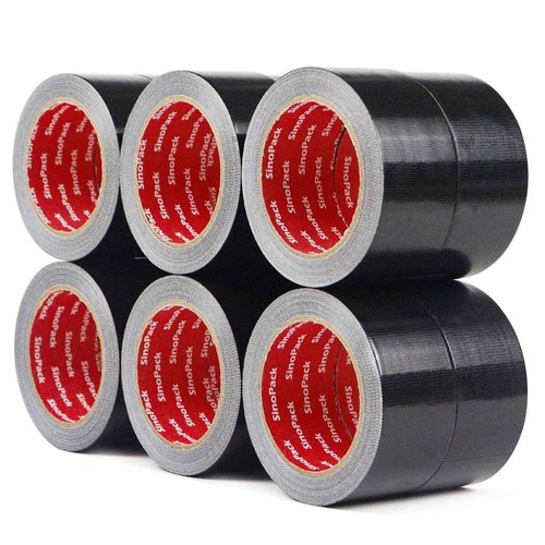 SinoPack Duct Tape 12 Pack Heavy Duty Waterproof Black Duct Tape No Residue Total Length 240 Yards x 1.88 Inch x 9Mils,Strong Adhesive Black Tape for Indoor Outdoor Repairs Tear by Hand