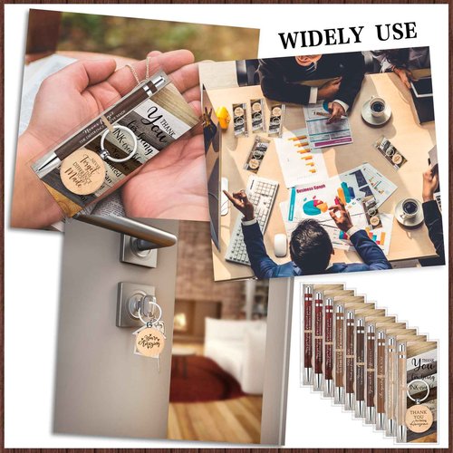 Dispowreath 40 Sets Appreciation Gift Bulk for Employee Bamboo Ballpoint Pen Inspirational Wooden Keychain Thank You Bookmark Card Set for Vet Tech Medical Assistant Office Team Student Teacher Gift