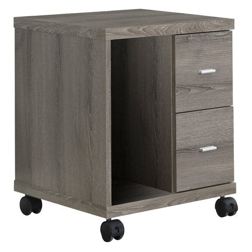 Monarch Specialties I Reclaimed-Look 2 Drawer Computer Stand/Castor, Dark Taupe