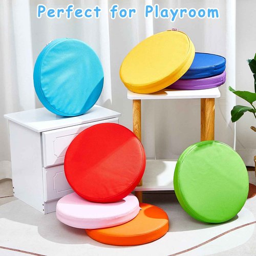 Marsui 12 Pcs Extra Thick Round Floor Cushions for Kids Toddlers 14" Flexible Seating Pillows for Classroom Elementary Daycare Preschool Playroom Reading Corner Alternative Sitting Chairs(Rainbow)