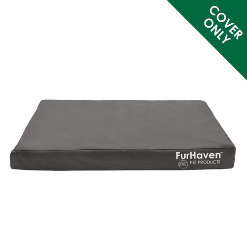 Furhaven Replacement Dog Bed Cover Water-Resistant Indoor/Outdoor Logo Print Oxford Polycanvas Mattress, Washable - Stone Gray, Large