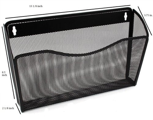 YBM HOME Mesh Wall Mount File Organizer Holder for Home and Office, Single Pocket Hanging File Holder for Folders, Documents, Letters, and Magazines, Black 1 Pack