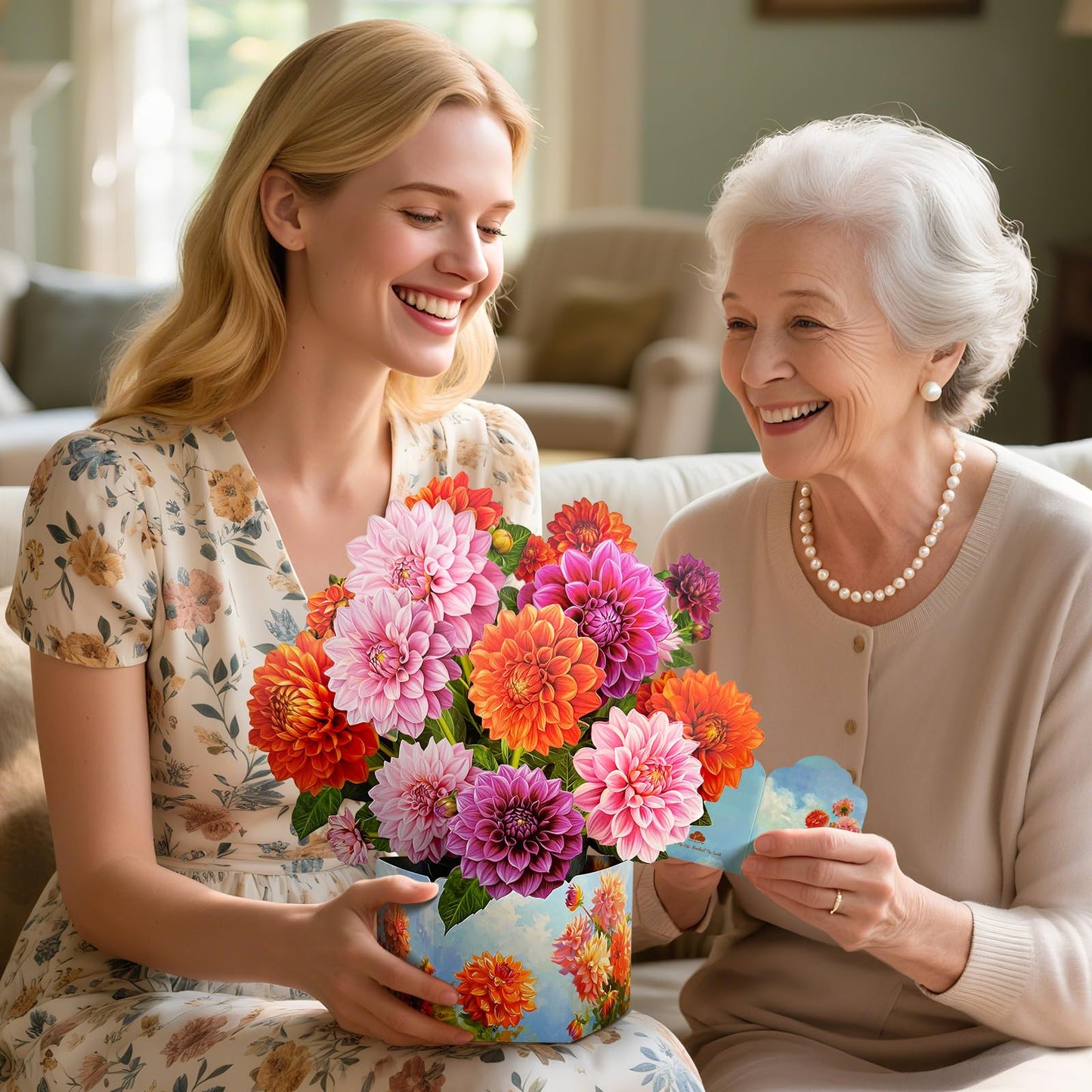 PINELIFE Pop Up Cards, Carnation & Peony Paper Flower Bouquets, Mother's Day,Birthday, Anniversary, Get Well Greeting Cards with Blank Note Card & Envelope (Infinite Love Carnation)