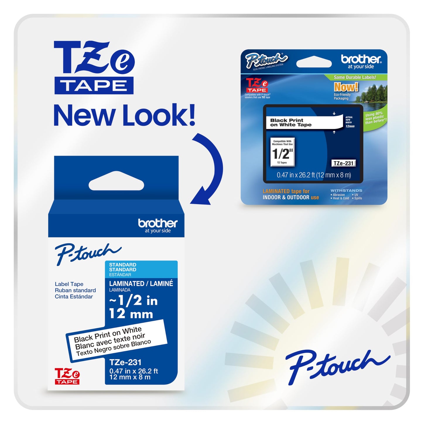 Brother Genuine TZe241 3/4" 2-Pack Black Print on White Label Tape, 26.2 ft per Roll, 52.4 ft Total